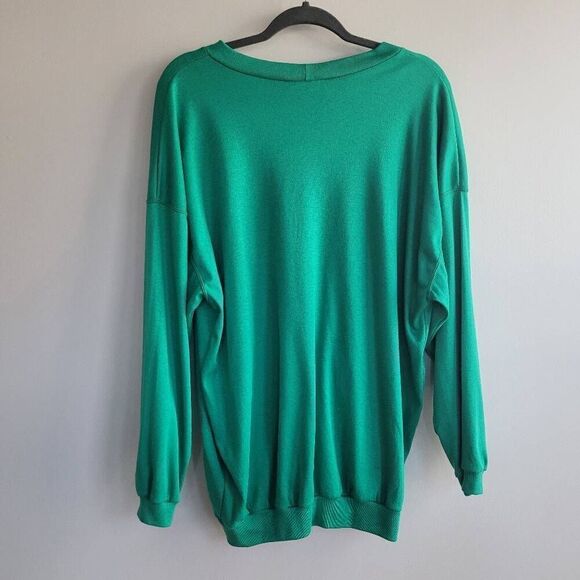 Vintage kelly green mens button front cardigan preppy pockets maximalist kidcore - Picture 2 of 10